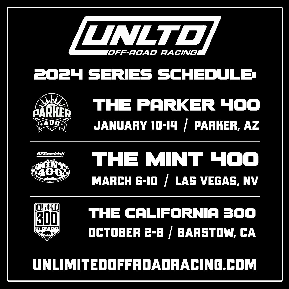 UNLTD The 2024 Unlimited OffRoad Racing Series Schedule